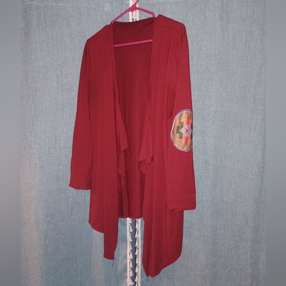 ✨ 2 For $6 ✨ Red Cardigan/Kimono With Cute Elbow Patch